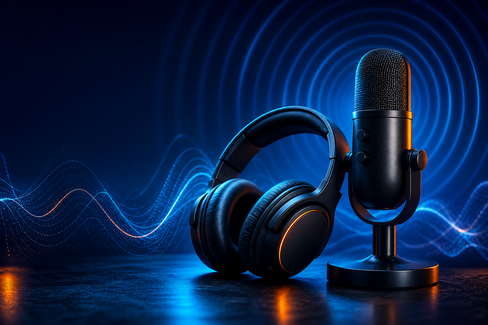 Headset e microfone para áudio